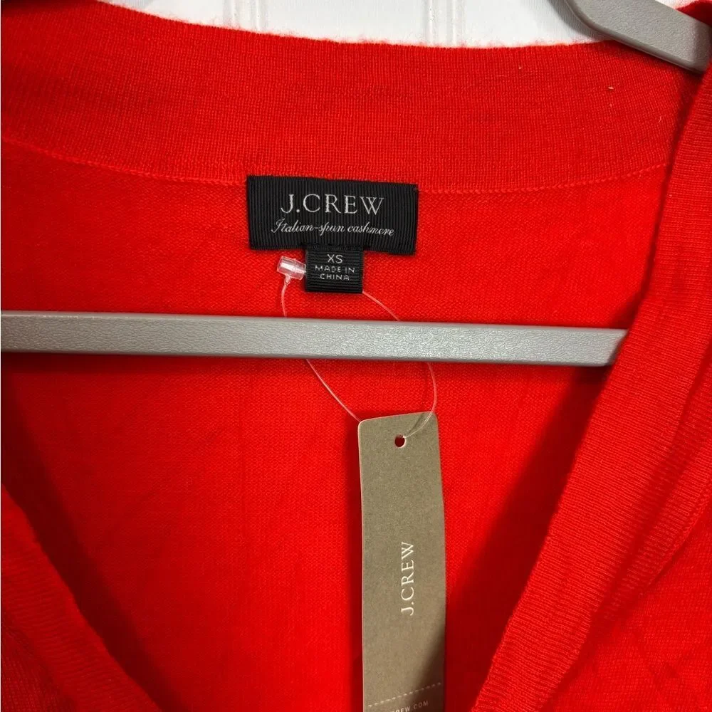 J. Crew Vibrant Red neck tie Italian yarn cashmere Knit sweater